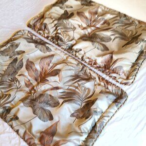Croscill Bali Tropical Jacquard Woven King Size Pillow Shams Beautiful Luxury
